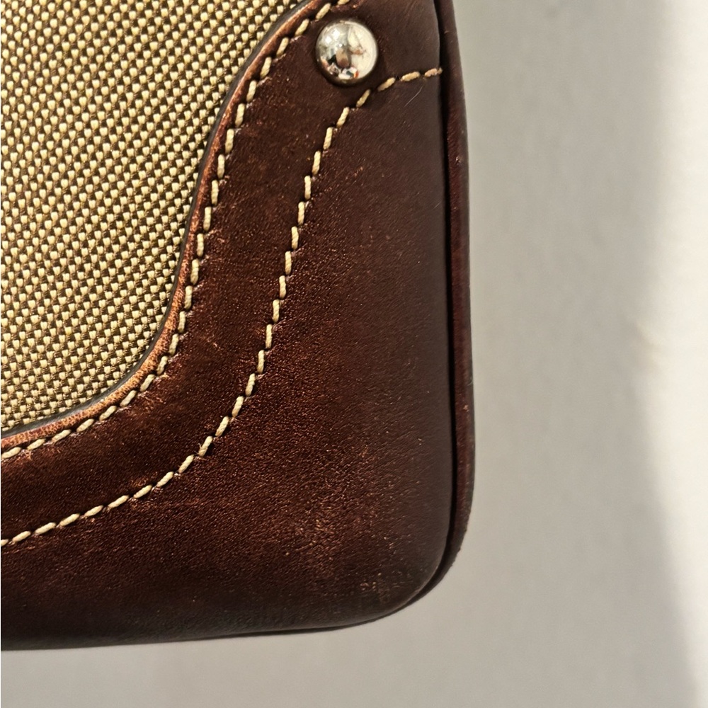 Prada Khaki Canvas and Brown Leather Messenger Bag - Picture 10 of 15